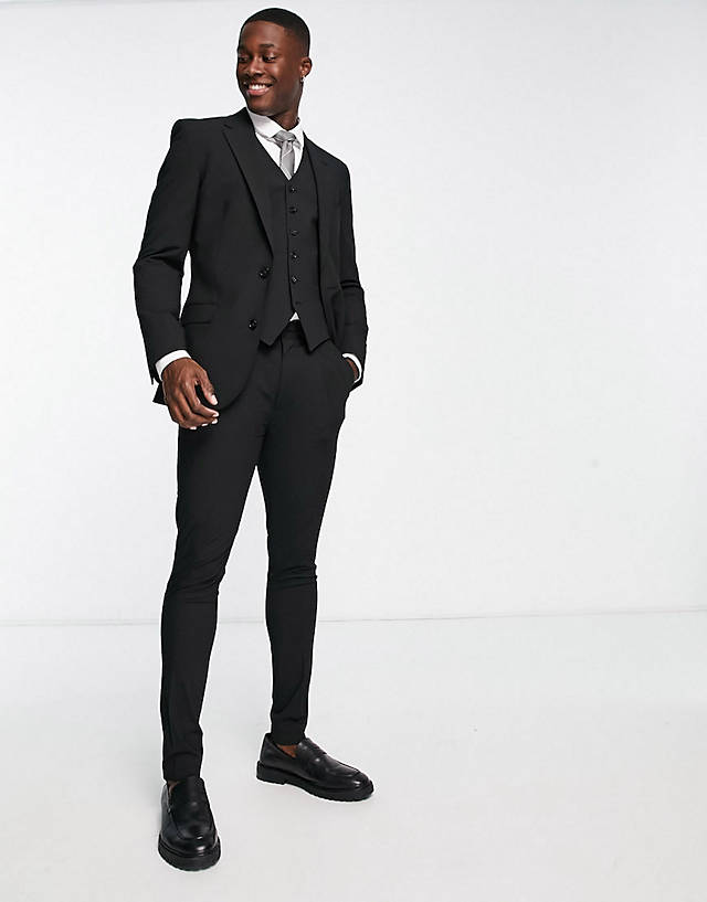 Noak - 'camden' super skinny premium fabric suit in black