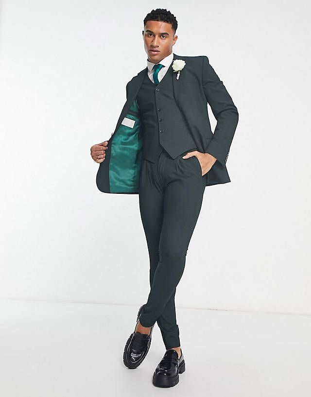 Noak - 'camden' super skinny premium fabric suit in mid green