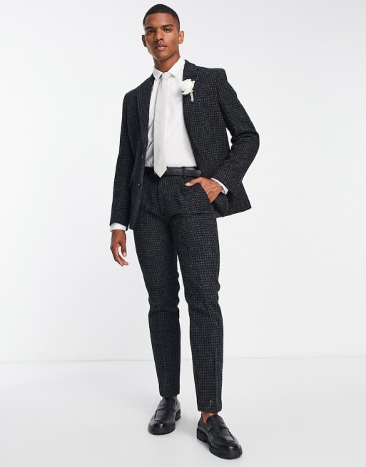 Noak Harris Tweed slim suit in black houndstooth ASOS