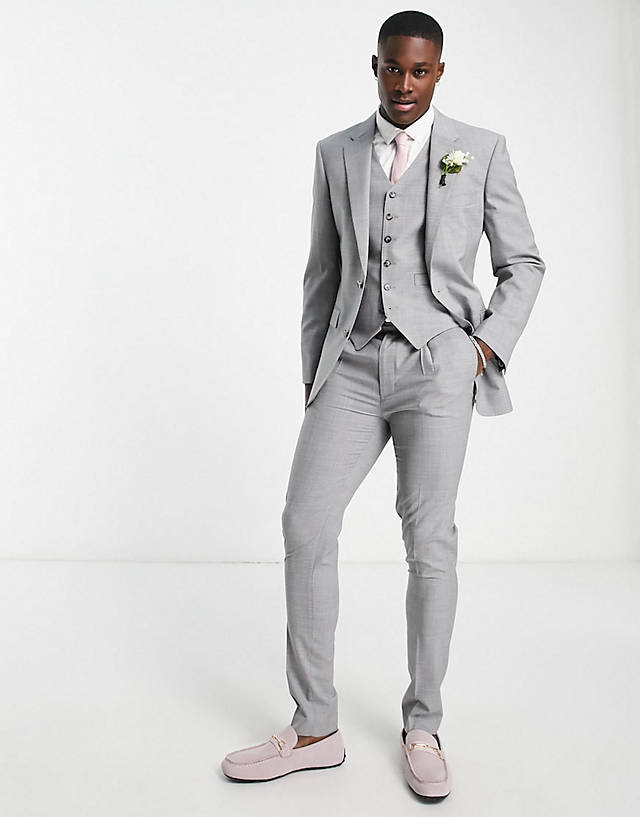 Noak - premium wool-rich skinny suit  in ice grey