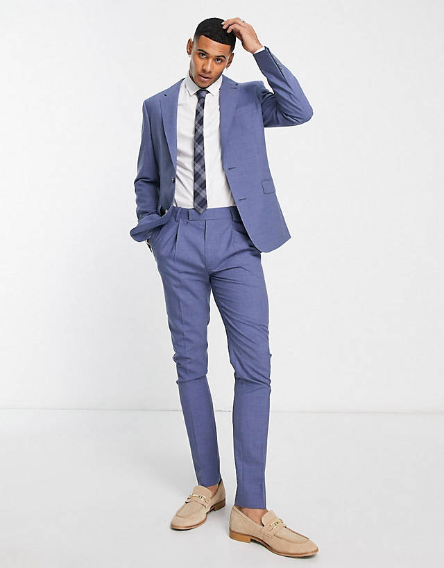 Noak - premium wool-rich skinny suit  in mid blue