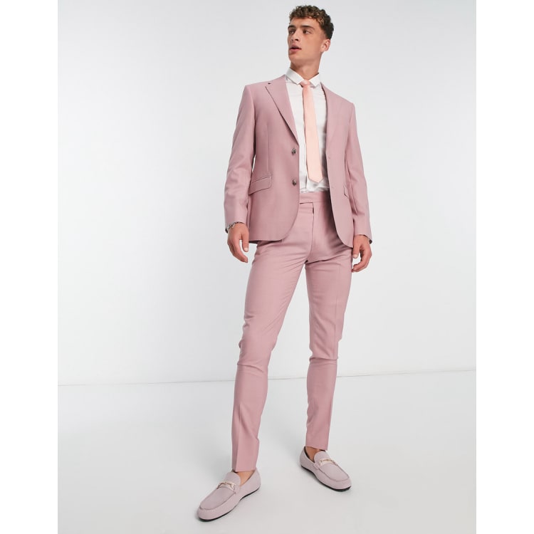 Noak premium wool rich skinny suit in pastel pink ASOS