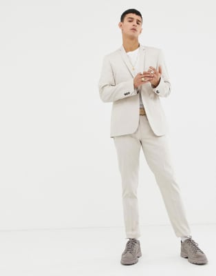 Noak - Skinny-fit kostuum in kiezelkleur