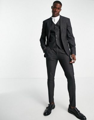 Noak super skinny suit in grey crosshatch with four-way stretch