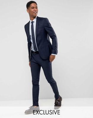navy blue skinny suit