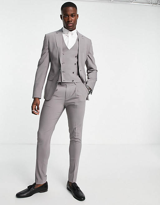 Noak 'Tower Hill' super skinny suit vest in gray worsted wool blend | ASOS