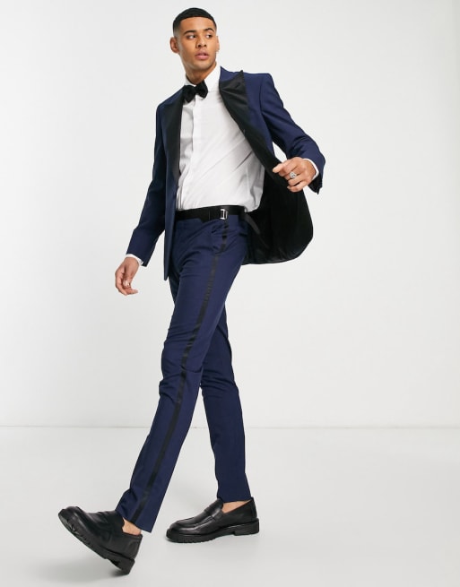 Noak - Verona - Abito skinny in raso blu navy con riga laterale