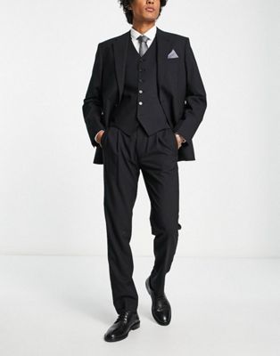 Noak premium wool-rich slim suit jacket in black