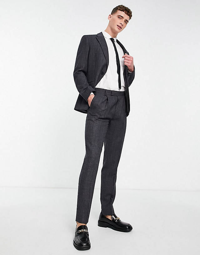 Noak - wool-rich slim suit in textured grey