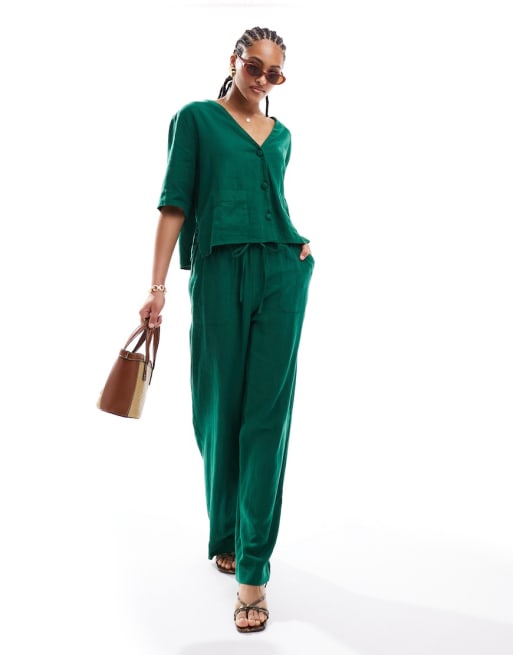 Nobody's Child Shona linen shirt and pants set in green
