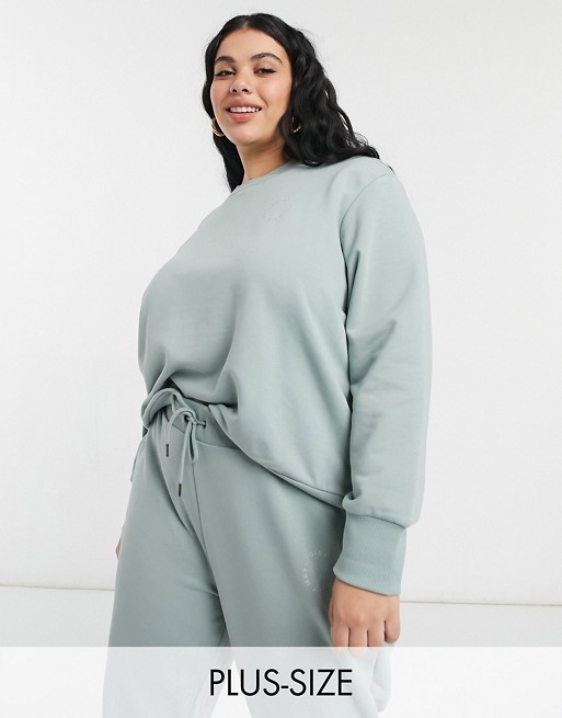 Noisy May Curve oversized jogger co-ord in sage green