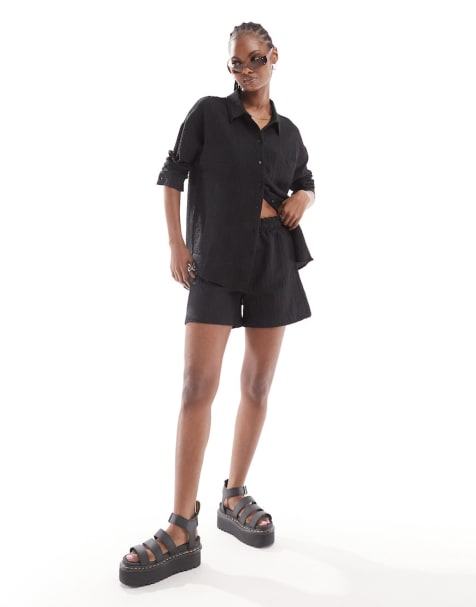 Noisy May - Ensemble avec short et chemise texturés - Noir - view 1