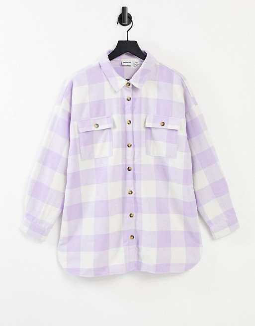 Noisy May mini skirt co-ord in lilac check