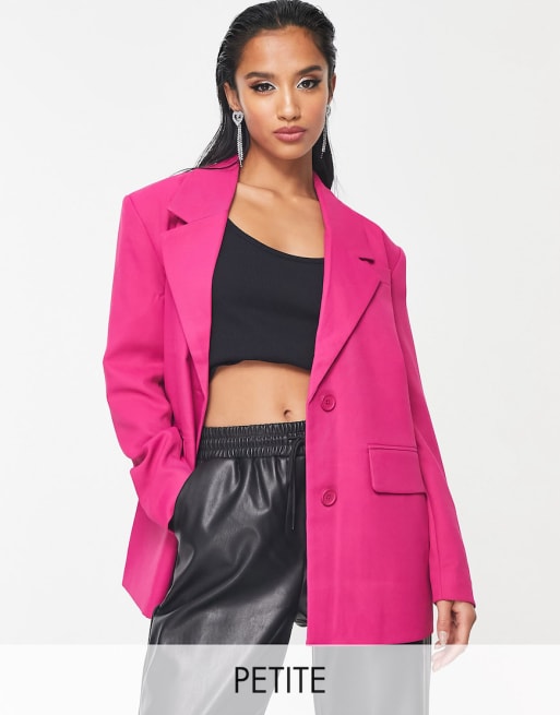 Noisy May Petite - Co-ord set van blazer met coupenaden en broek met wijde pijpen in roze