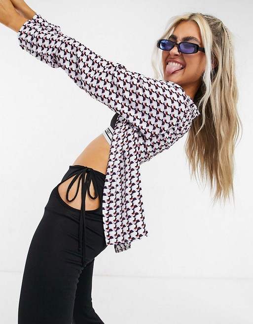 Noisy May oversized shirt co-ord in graphic print