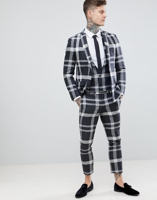 Noose & Monkey Super Skinny Suit In Grey Check