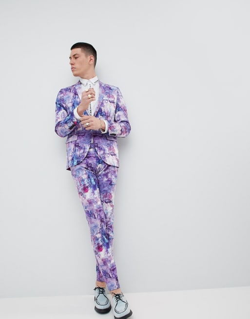 Noose & Monkey Wedding Super Skinny Suit In Print 