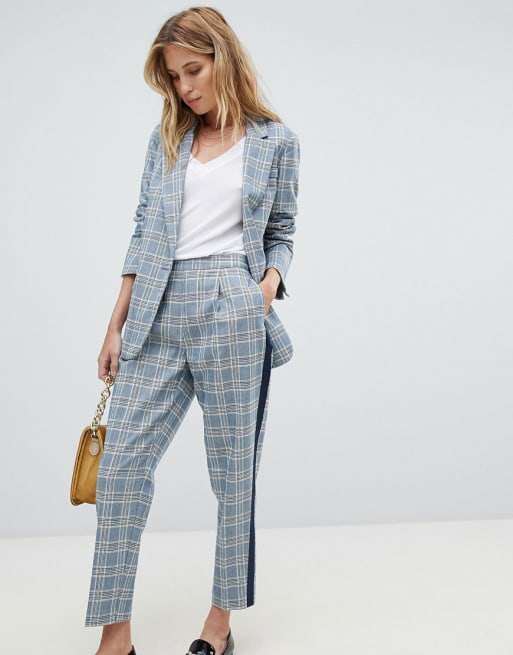 Womens check 2025 trouser suit