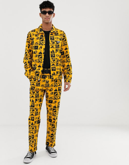 Obey Chaos all-over print co-ord in yellow