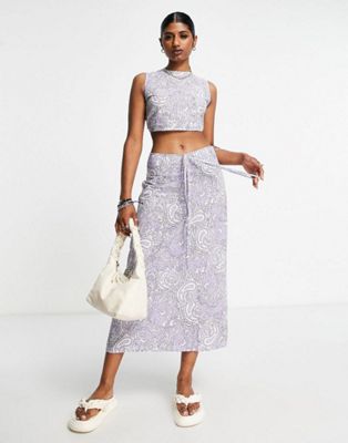 Object paisley midi skirt co-ord in lilac