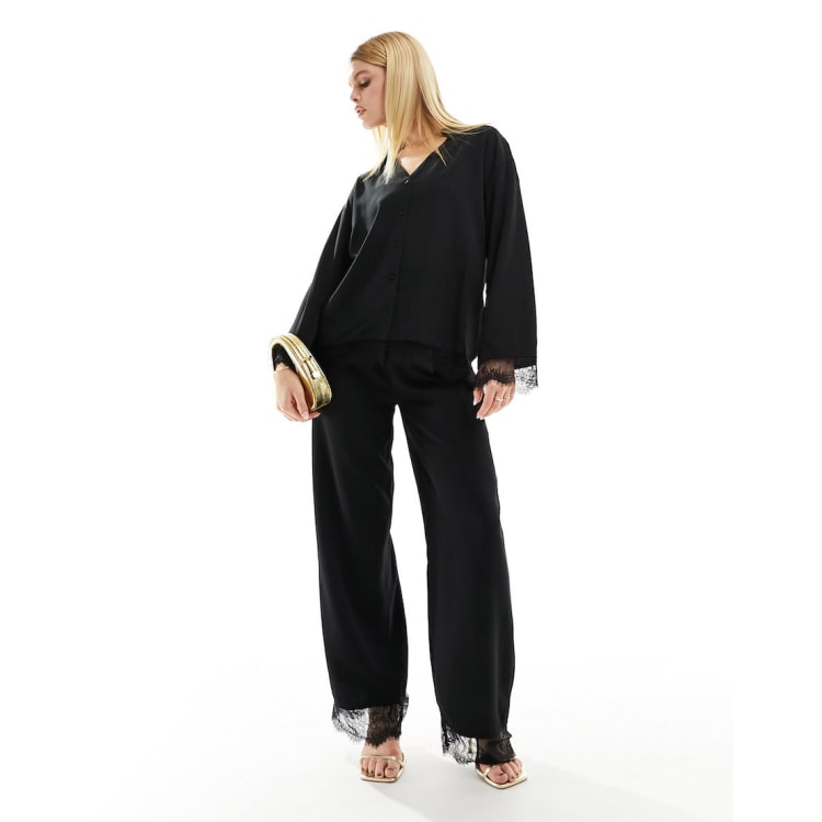 Black wide leg online pyjamas