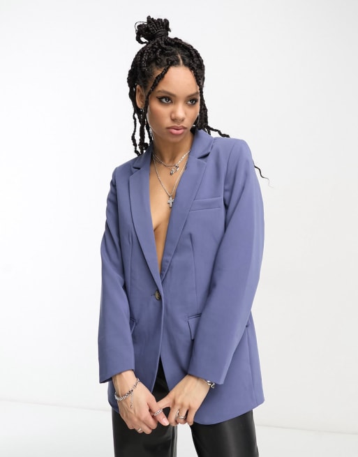 ASOS DESIGN oversized viscose shirt with half sleeve in lilac, ASOS