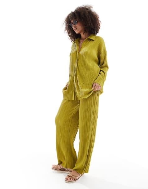 ONLY exclusive plisse set in green - view 1