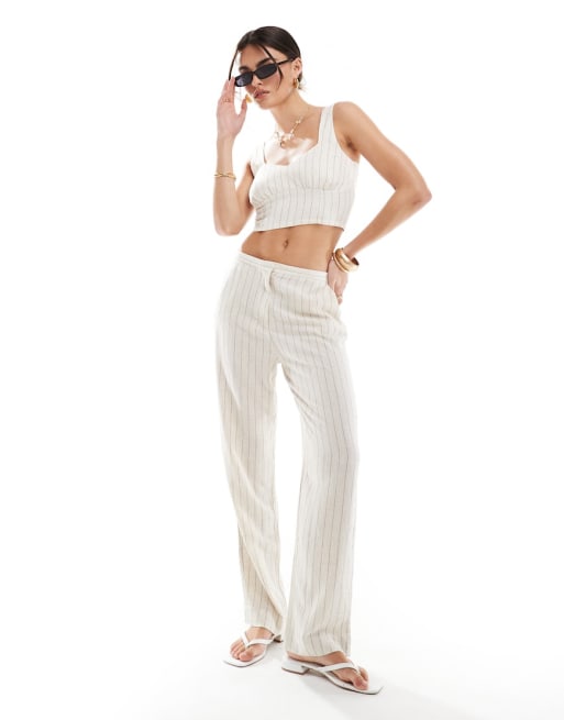 ONLY - Linnen co-ord set met krijtstreep
