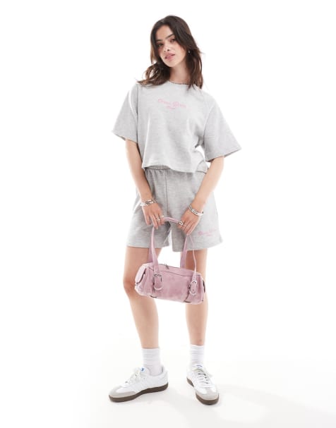 ONLY – Miami – Set aus Sweatshirtstoff in Grau mit Print - view 1