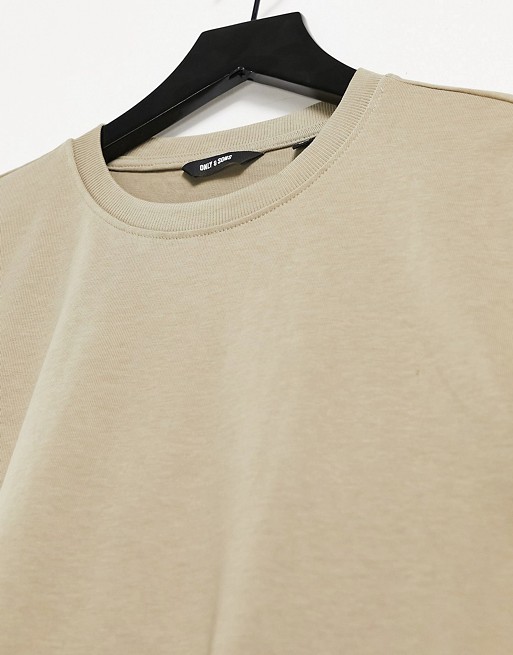 Only & Sons co-ord oversized t-shirt in beige