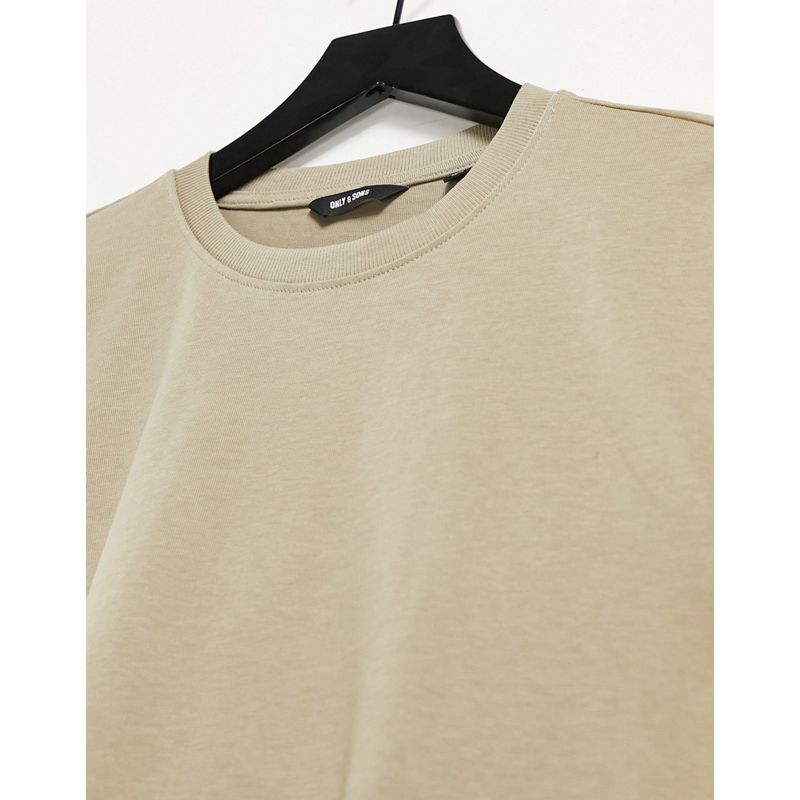  vinyI Only & Sons - Coordinato con T-shirt oversize e joggers, colore beige