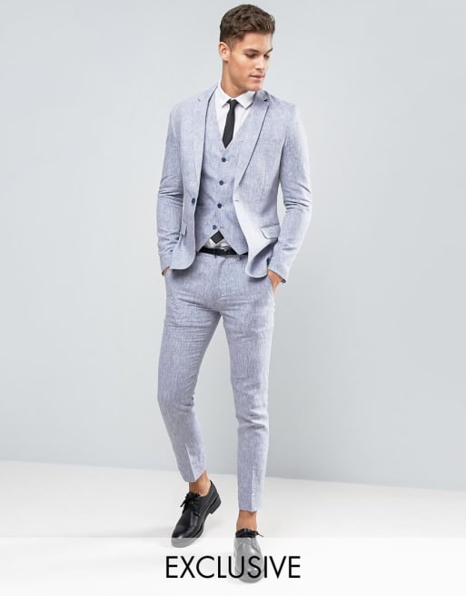 Only Sons Enger Leinenanzug In Marineblau Asos