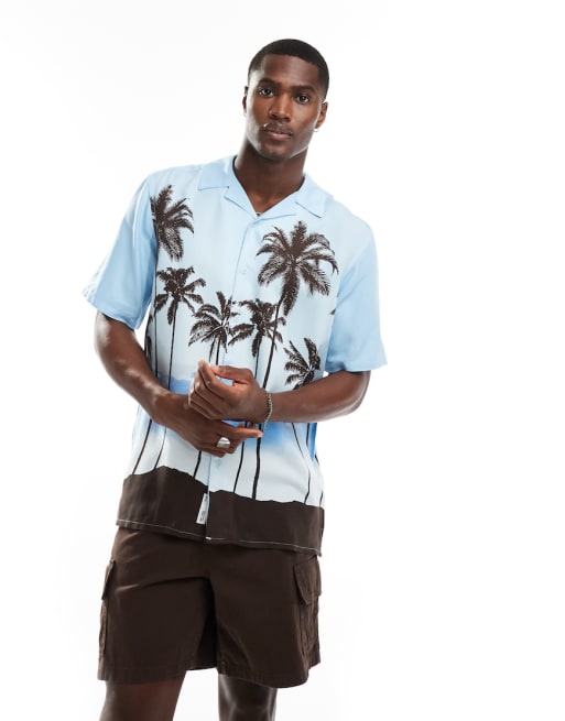 ONLY & SONS - Ensemble avec imprimé palmiers rétro - Bleu clair