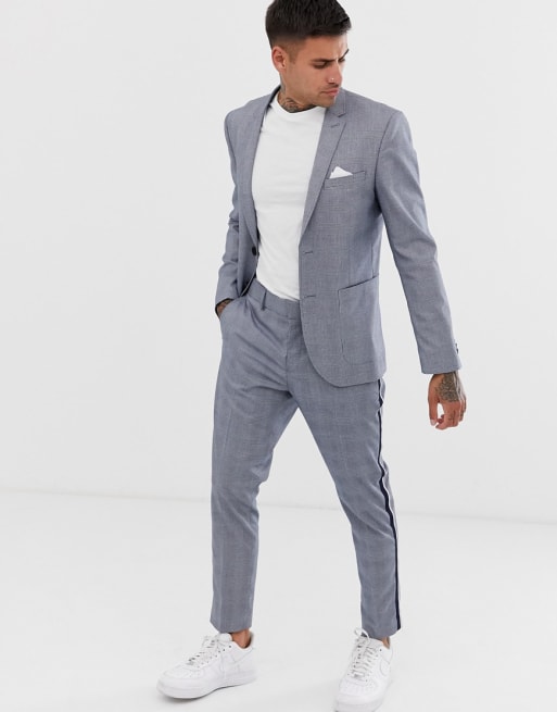 Only & Sons – Schmaler, karierter Anzug mit Seitenstreifen