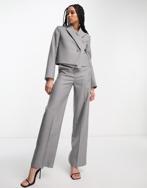 TeresaCollections - Waist Belted Blazer and High Waist Pants Suit Set