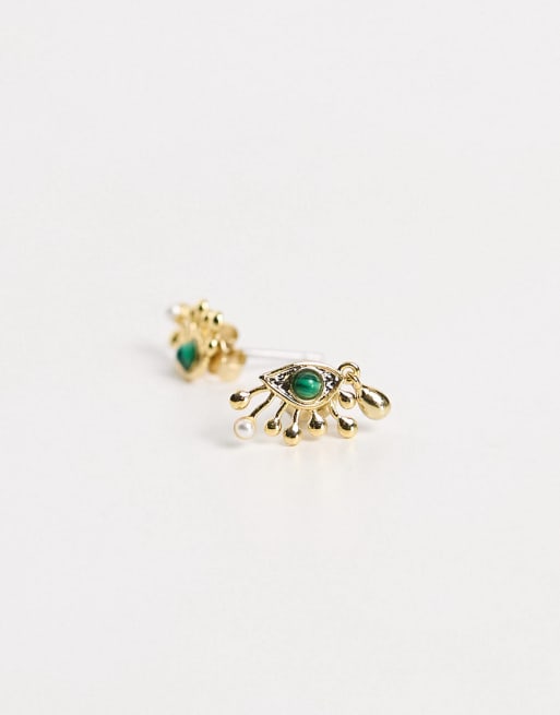 & Other Stories - Anello gioiello e orecchini a bottone con occhio color oro