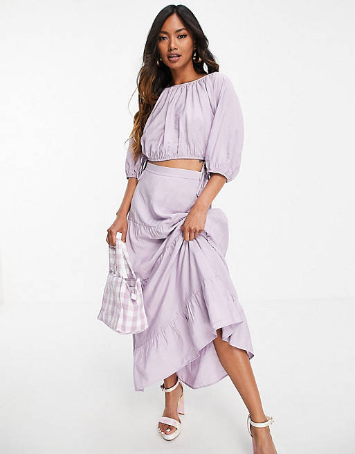 & Other Stories co-ord tiered midi skirt in lilac - PURPLE