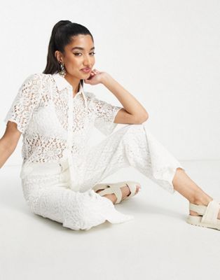 & Other Stories co-ord lace shirt and wide leg trousers