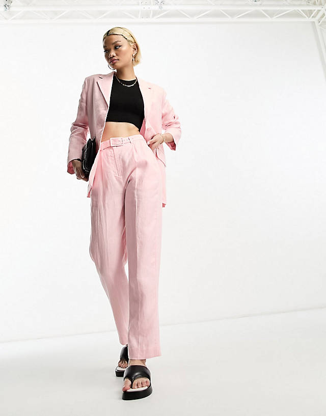 & Other Stories - co-ord linen blazer and trousers in pink