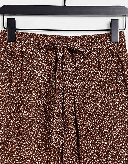 & Other Stories co-ord ditsy floral wide leg trousers in brown