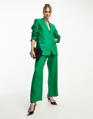 Tailleur Veste Blazer Court Lin Gris + Pantacourt - Aventures Des Toiles Taille 40
