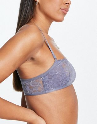& Other Stories lace bandeau bra in dusty blue