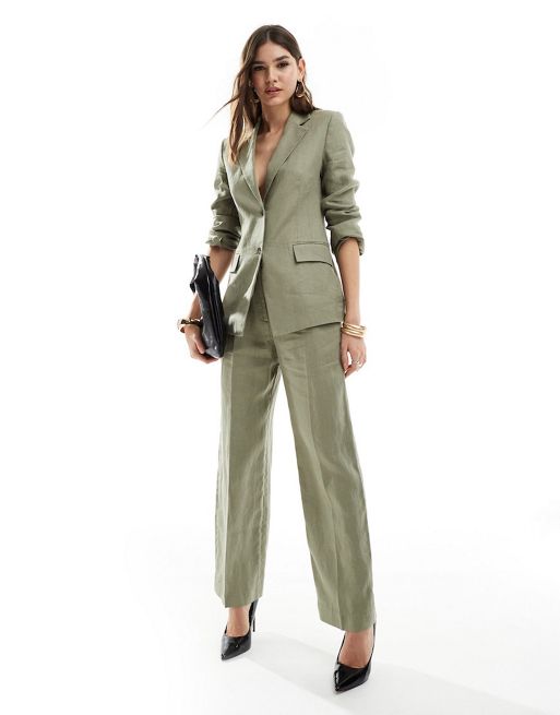 & other stories linen blazer and trousers khaki