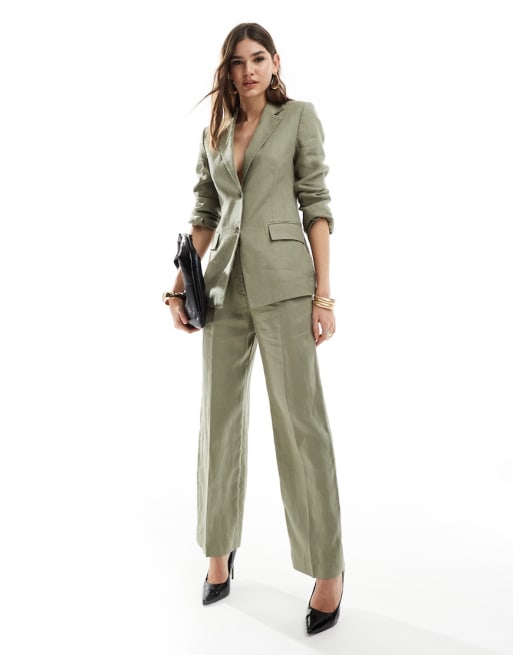 & other stories linen blazer and trousers khaki