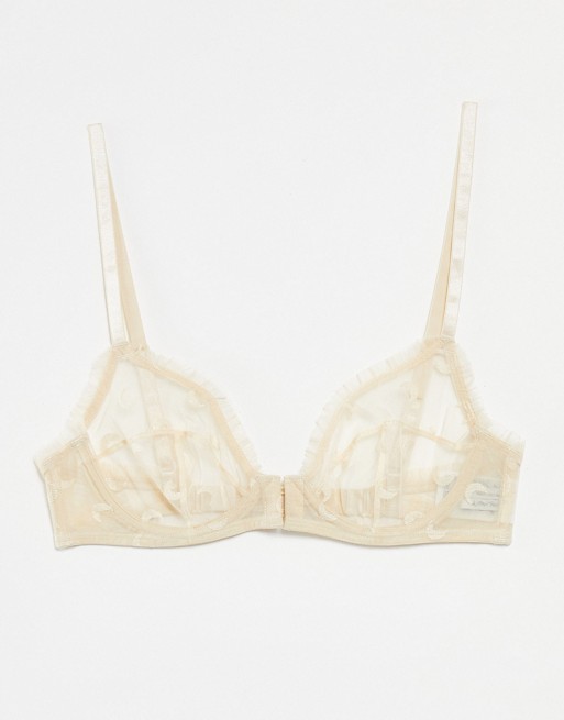 & Other Stories sheer mesh bra in pale pink