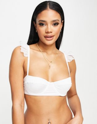 OW Intimates may lingerie set with frill detail in white