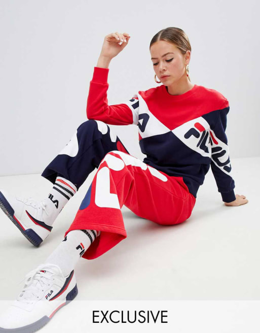 convertible Muchos reunirse Pantalones de chándal y sudadera relax con diseño colour block de Fila  (parte de un conjunto) | ASOS