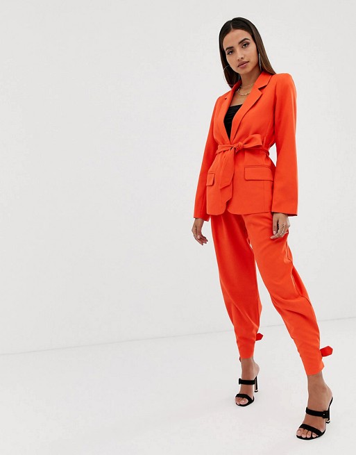 Parallel Lines tie waist blazer & trousers co-ord
