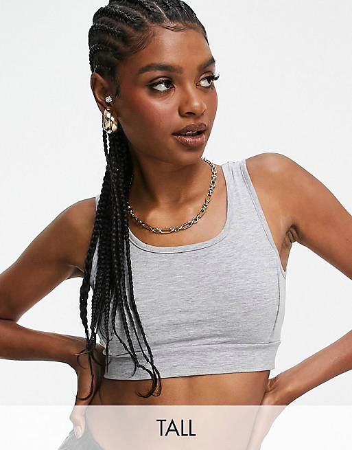 Parisian Tall crop top and joggers set in gray