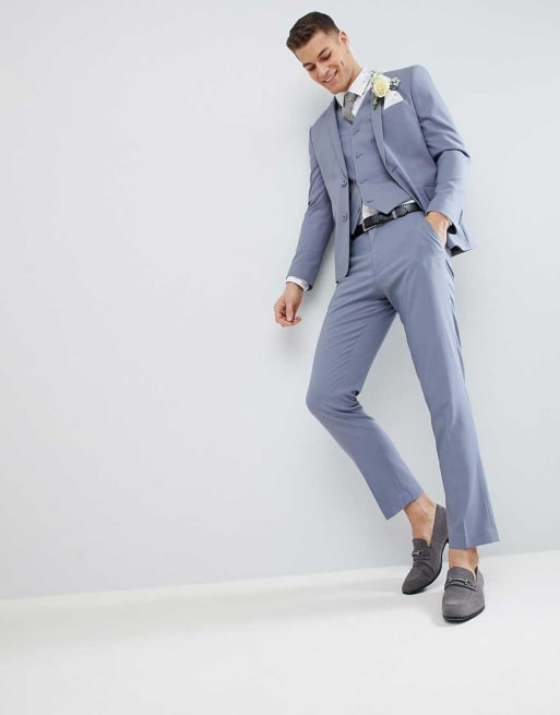 Pastelblå jakkesæt til bryllup i smal pasform fra ASOS DESIGN